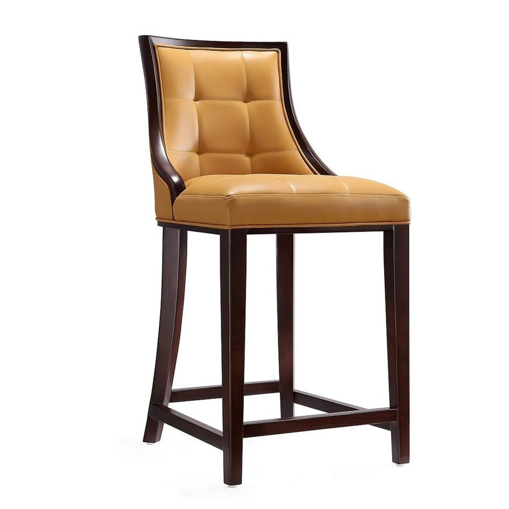 Camel and Dark Walnut Beech Wood Counter Height Bar Stool (Set of 2) N6892