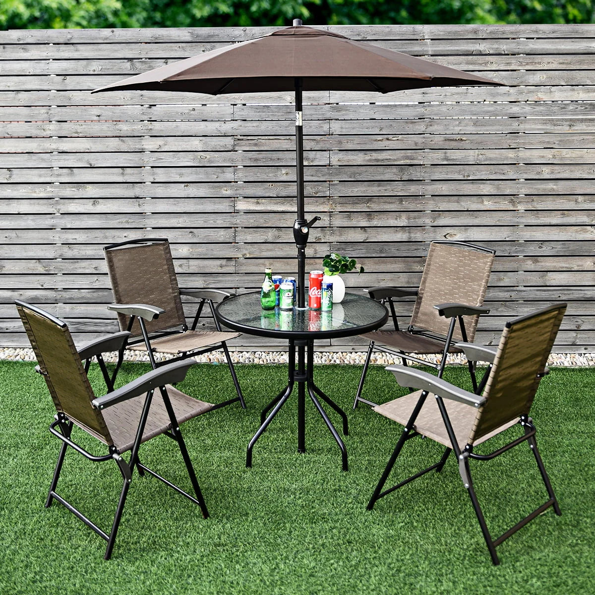 Set of 4 Folding Sling Chairs Steel Armrest L634