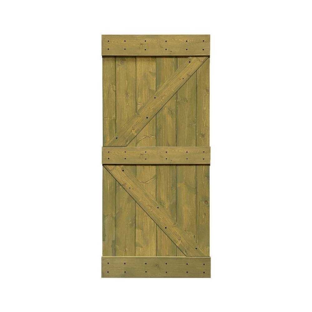 Jungle Green Stained Solid Pine Wood Interior Sliding Barn Door Slab K570671