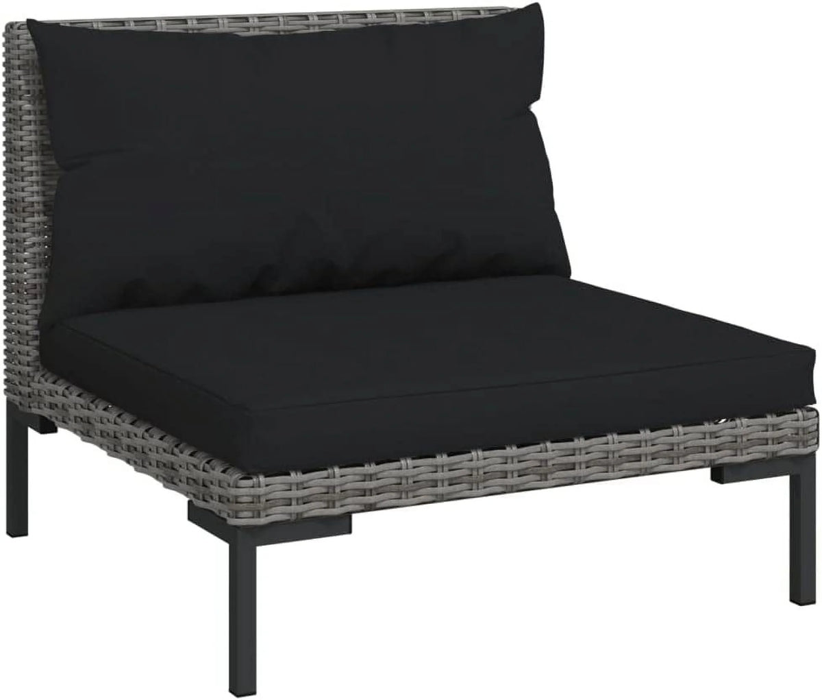 14 Piece Patio Lounge Set with Cushions Poly Rattan Dark Gray Q49831