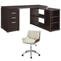 L Shaped Writing Desk & Faux Leather Office Chair I607121