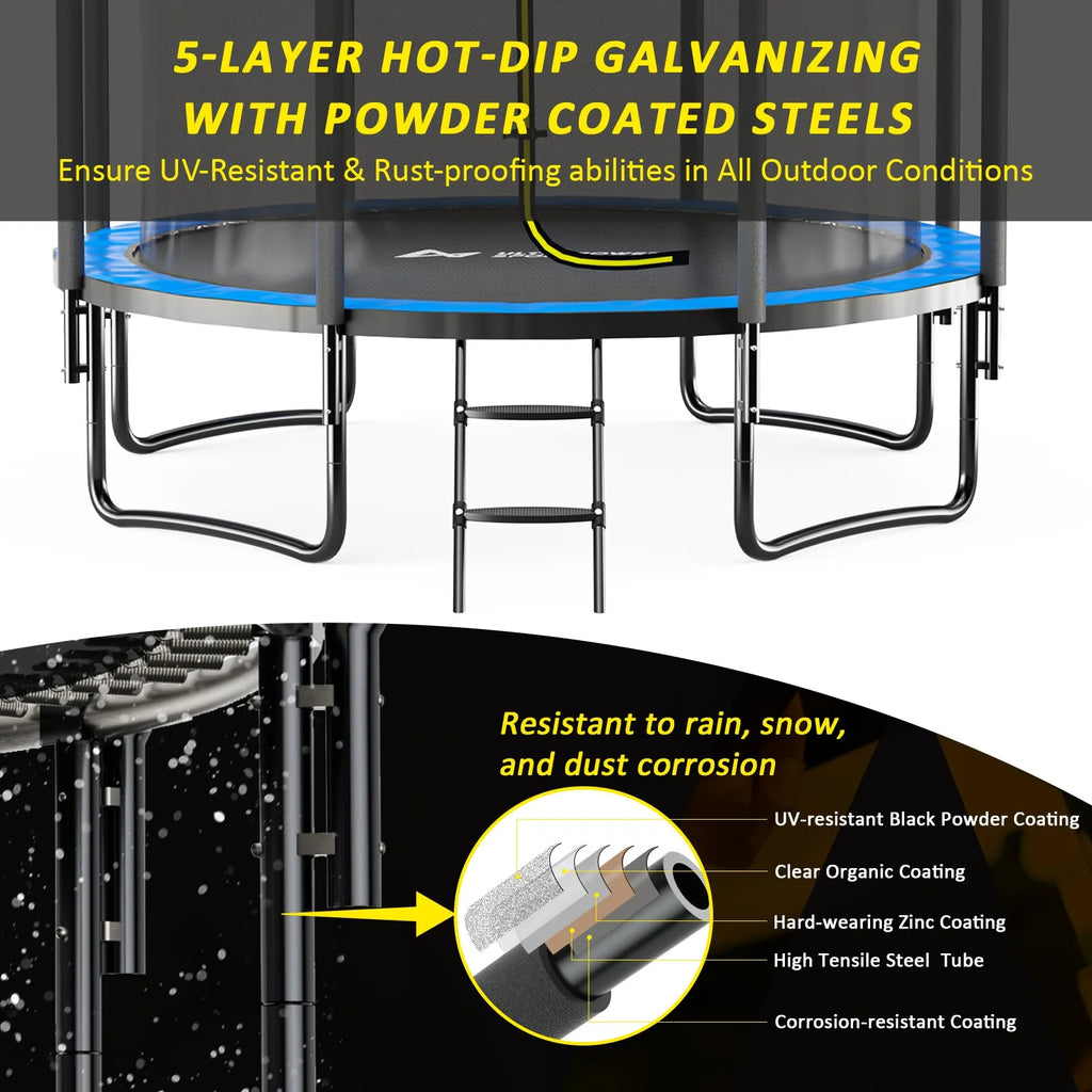 10FT 12FT 14FT 15FT Trampoline with Safety Enclosure Net and Ladder X811092