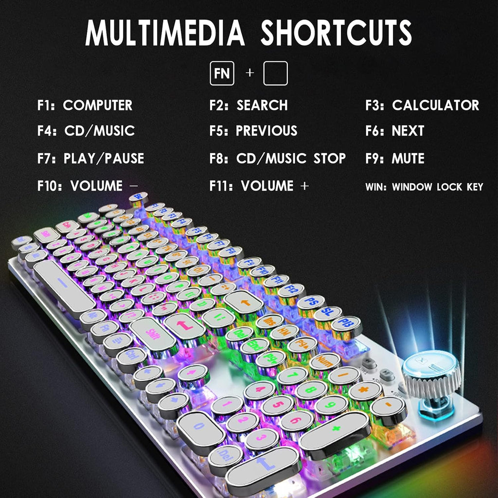 Mechanical Gaming Keyboard 104 Keys USB Wired Blue Switch Pack of 2 U50061