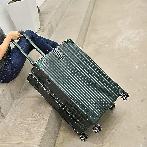 Aluminum Frame Hardside Luggage with Spinner Wheels and TSA Lock, 26 inch, Rose Gold+White C533737