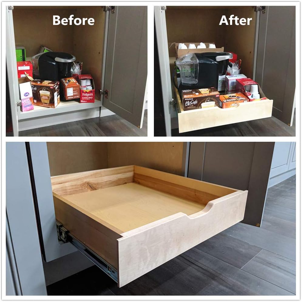 Soft Close Wooden Under Cabinet Pull Out Drawer Organizer (26 Inch) Z727687