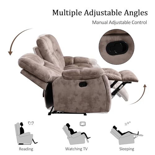 Apricot Manual Recliner Sofa with Cup Holders T896