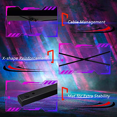 Gaming Computer Desk with LED Lights & Carbon Fiber Surface M22106