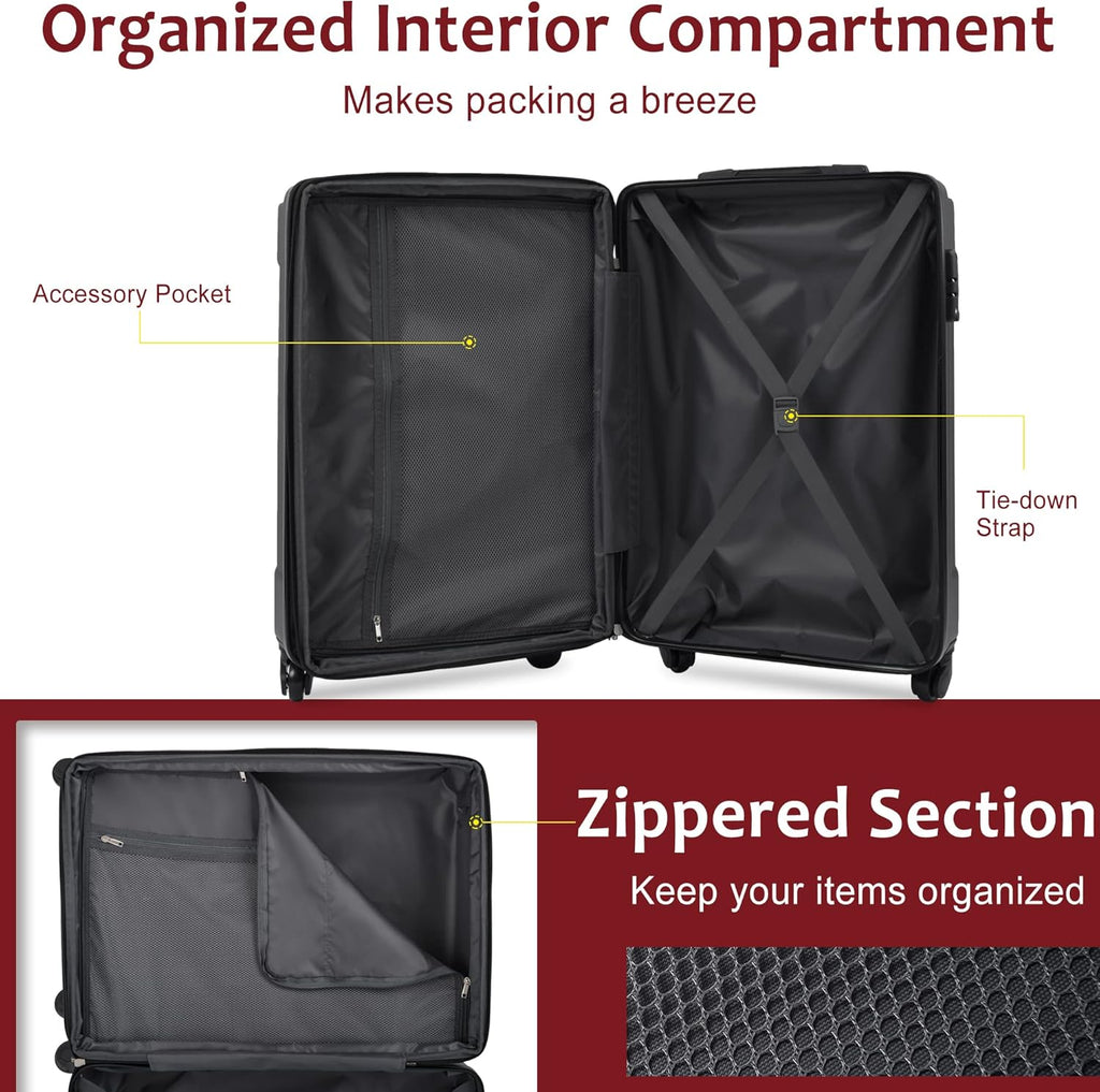 3 Piece Lightweight Hardshell Spinner Luggage Set O58262
