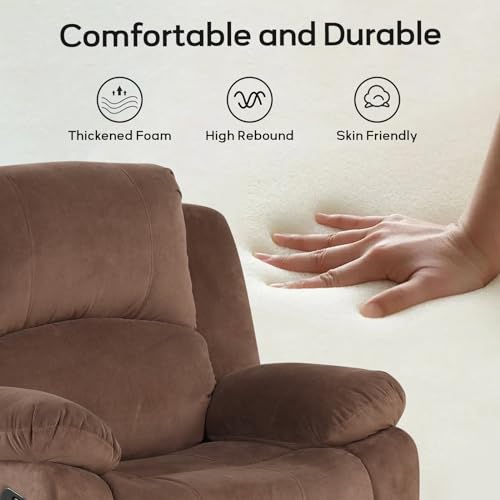 Brown Manual Recliner Chair with Padded Headrest and Armrest N4669