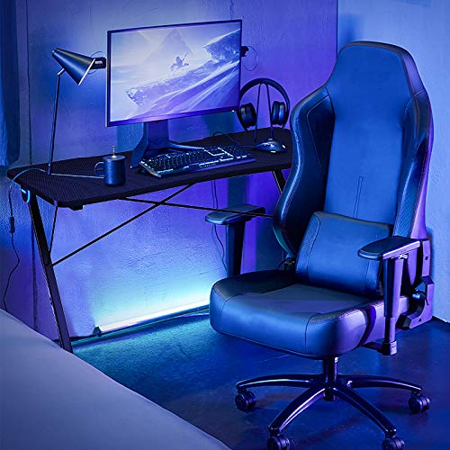 Gaming Computer Desk with LED Lights & Carbon Fiber Surface M22106