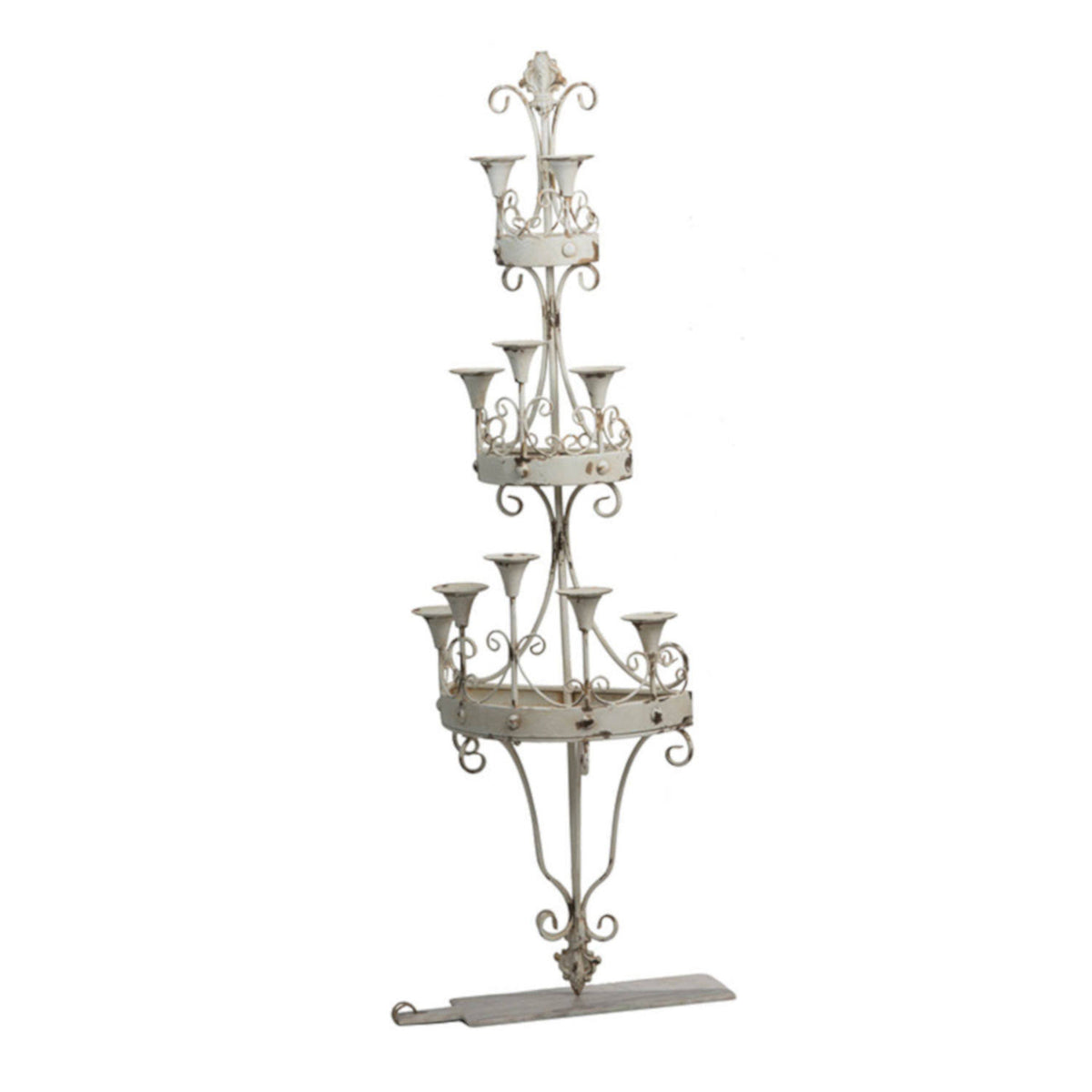 Distressed White Candle Holder B630566