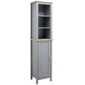 Grey Tall Bathroom Storage Cabinet with 3 Tier Shelf and Door E819538