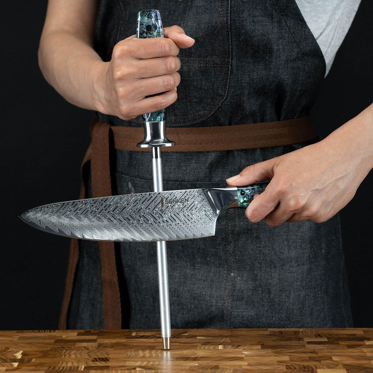 11-Piece Damascus Knife Block Set with Abalone Shell Handle Japanese VG10 Steel Chef Knife M2897