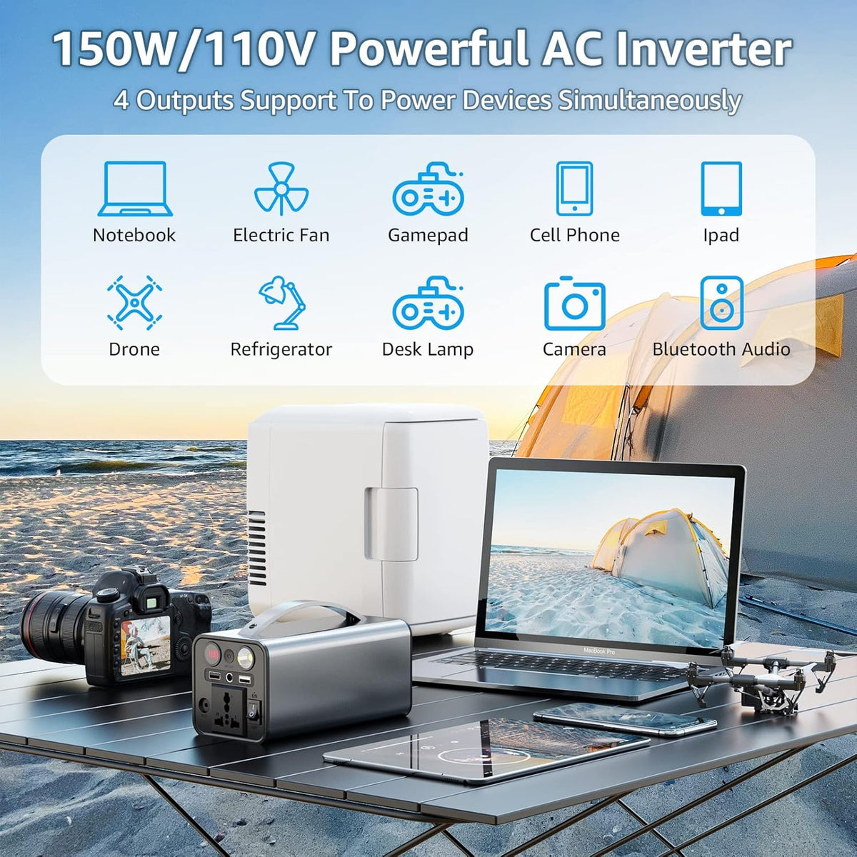 150WH Portable Power Station with Dual 110V AC Outlet F5778