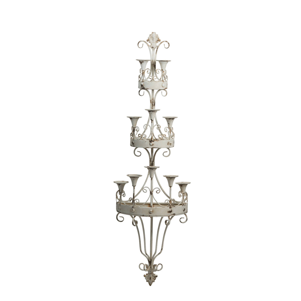 Distressed White Candle Holder B630566