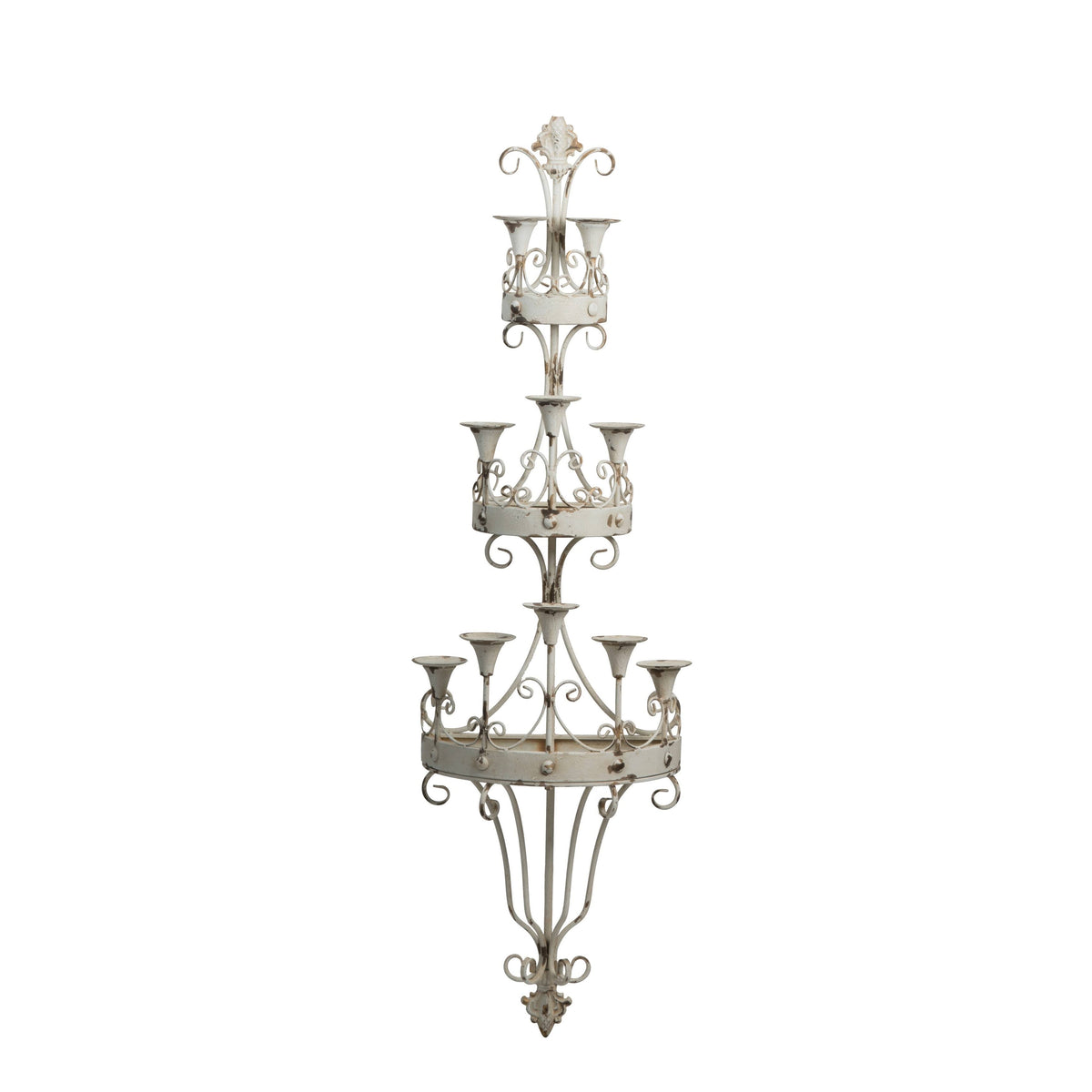 Distressed White Candle Holder B630566