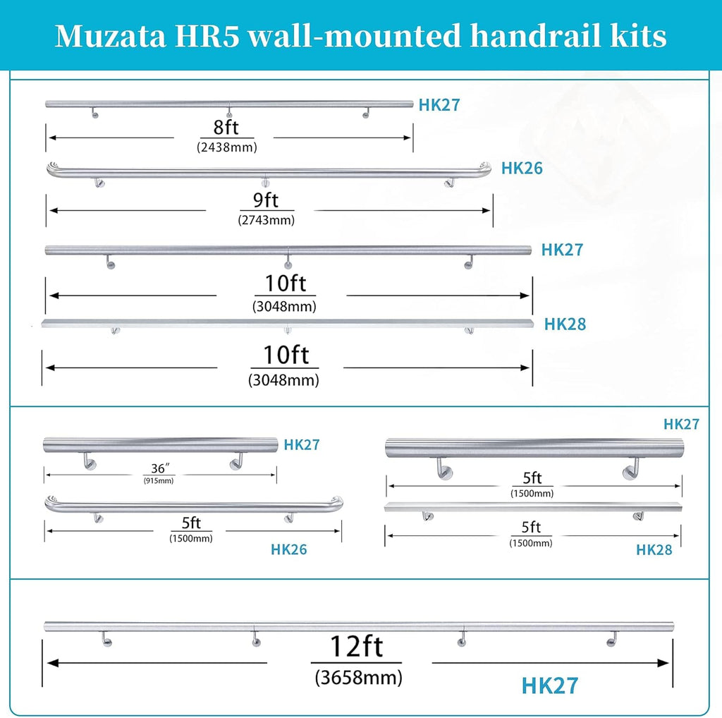 Brushed Stainless Steel Wall Mounted Stair Handrail T849