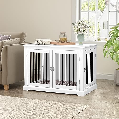 White Dog Crate Furniture with Cushion X3623