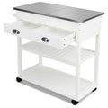 Stainless Steel Mobile Kitchen Cart with Drawers & Casters J69378