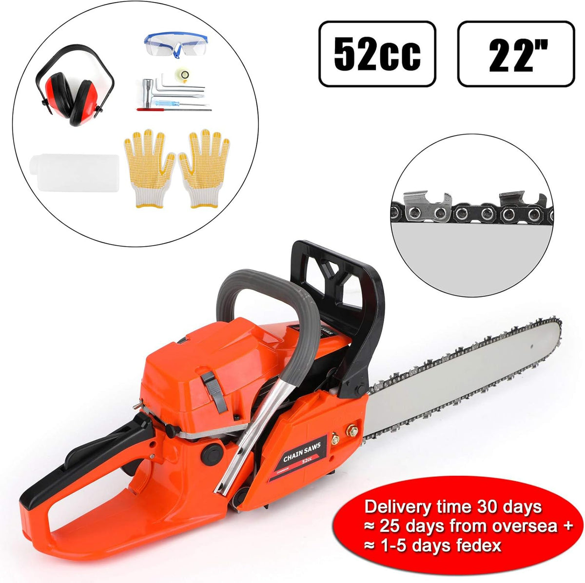 22 Inch 52cc Gas Chainsaw E8272