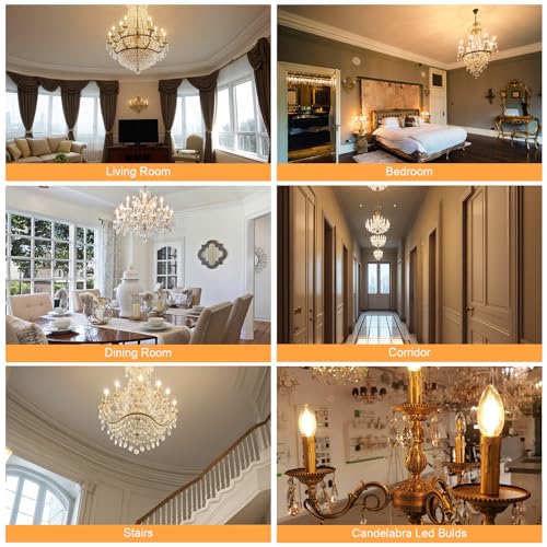 Pack of 6 Dimmable E12 LED Candelabra Bulb 5000K Daylight White 40W Equivalent 400LM C35 B11 Edison Filament Candle Bulbs P663322