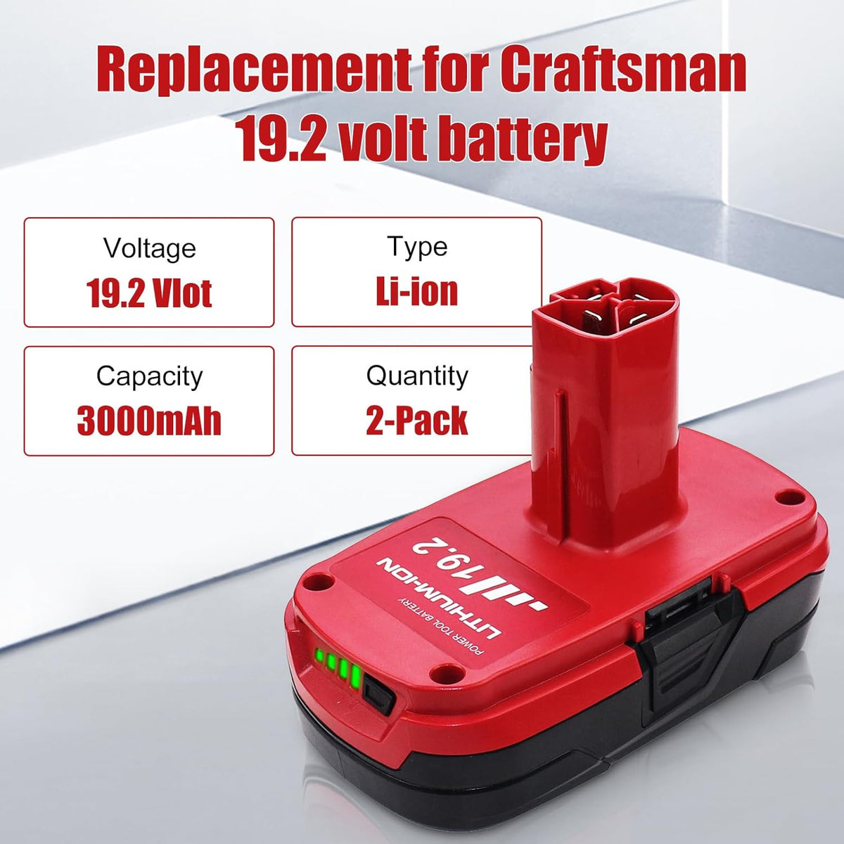 2 Packs 3.0Ah 19.2 Volt Lithium ion Battery Z33716