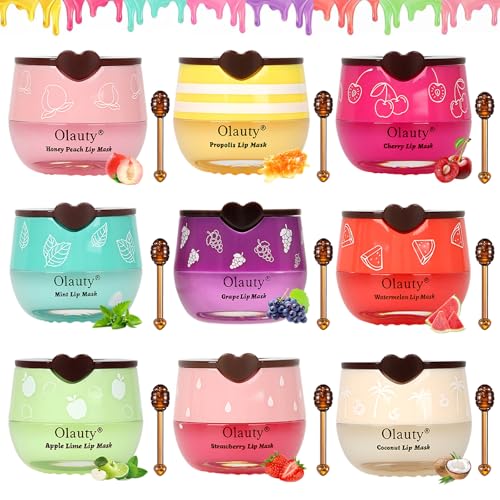 4 Pcs Lip Balm Honey Pot-Strawberry, Watermelon, Apple Lime, Honey Lip Mask Overnight Propolis Moisturizing Vitamin E Lip Balm R146866