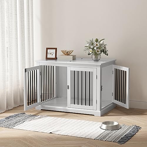 White Dog Crate Furniture with Cushion X3623