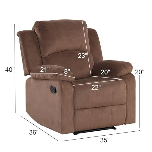 Brown Manual Recliner Chair with Padded Headrest and Armrest N4669
