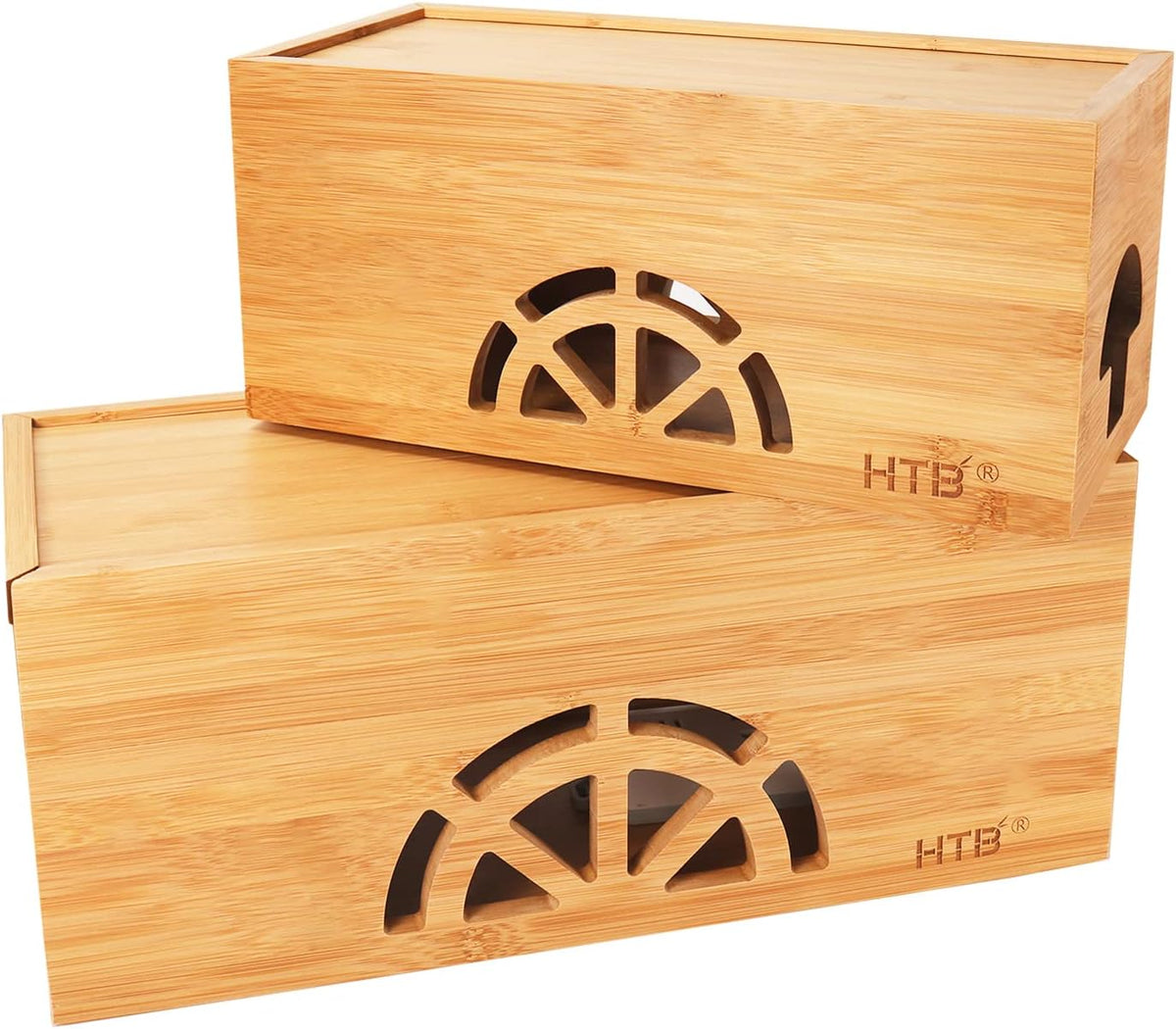 Set of 2 Bamboo Cable Management Box W7904