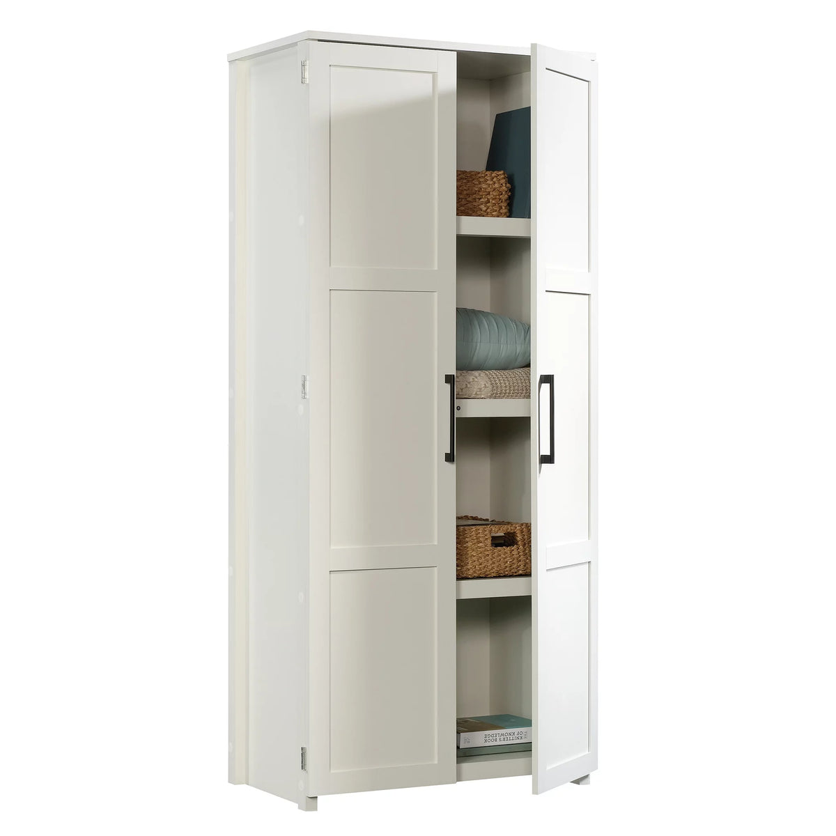 White 4-Shelf Wood Storage Cabinet H1991