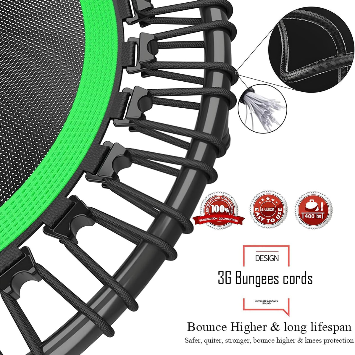 40 Inch Mini Trampoline with Safety Anti-Skid Pads (Light green) R13568