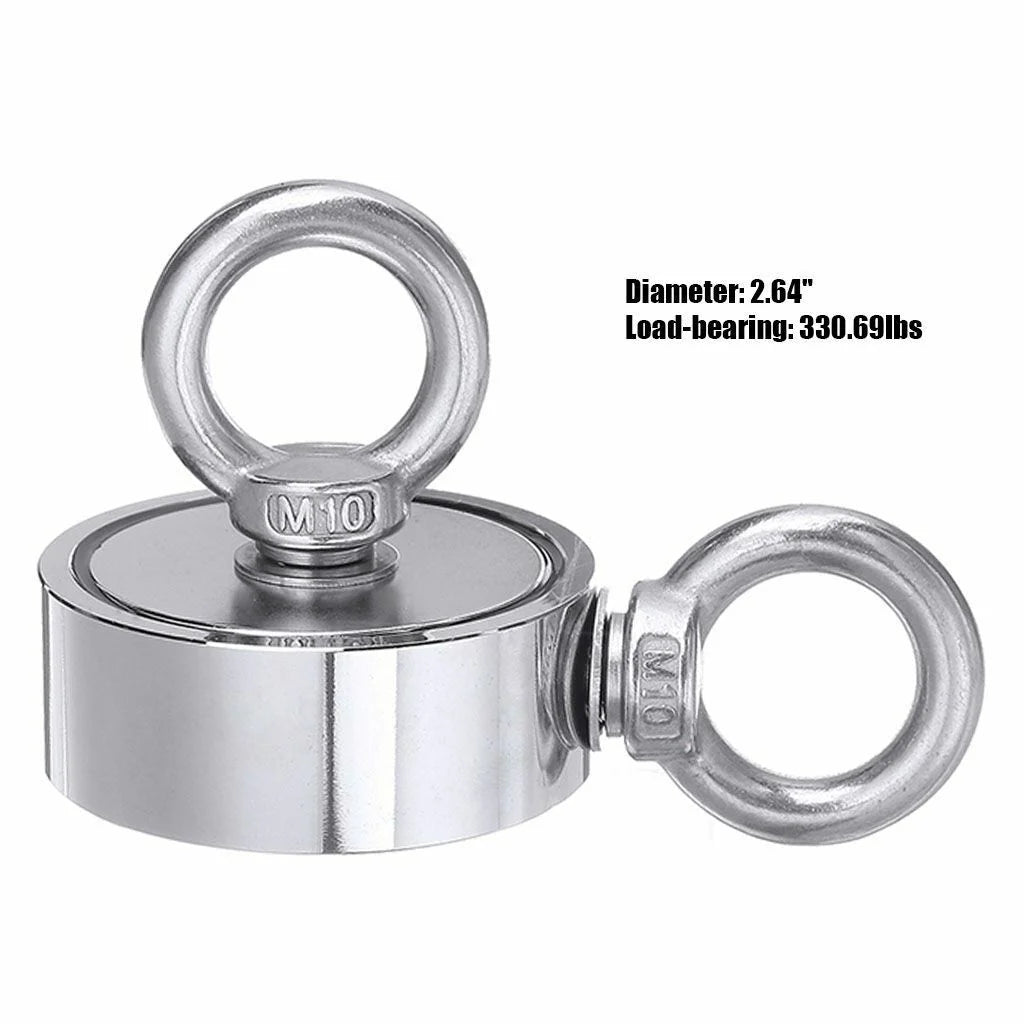 1300 Lbs Pull Force Neodymium Fishing Magnet Kit with Rope and Carabiner J21943