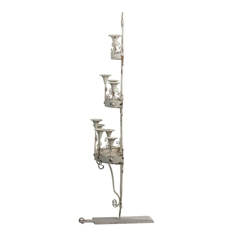 Distressed White Candle Holder B630566