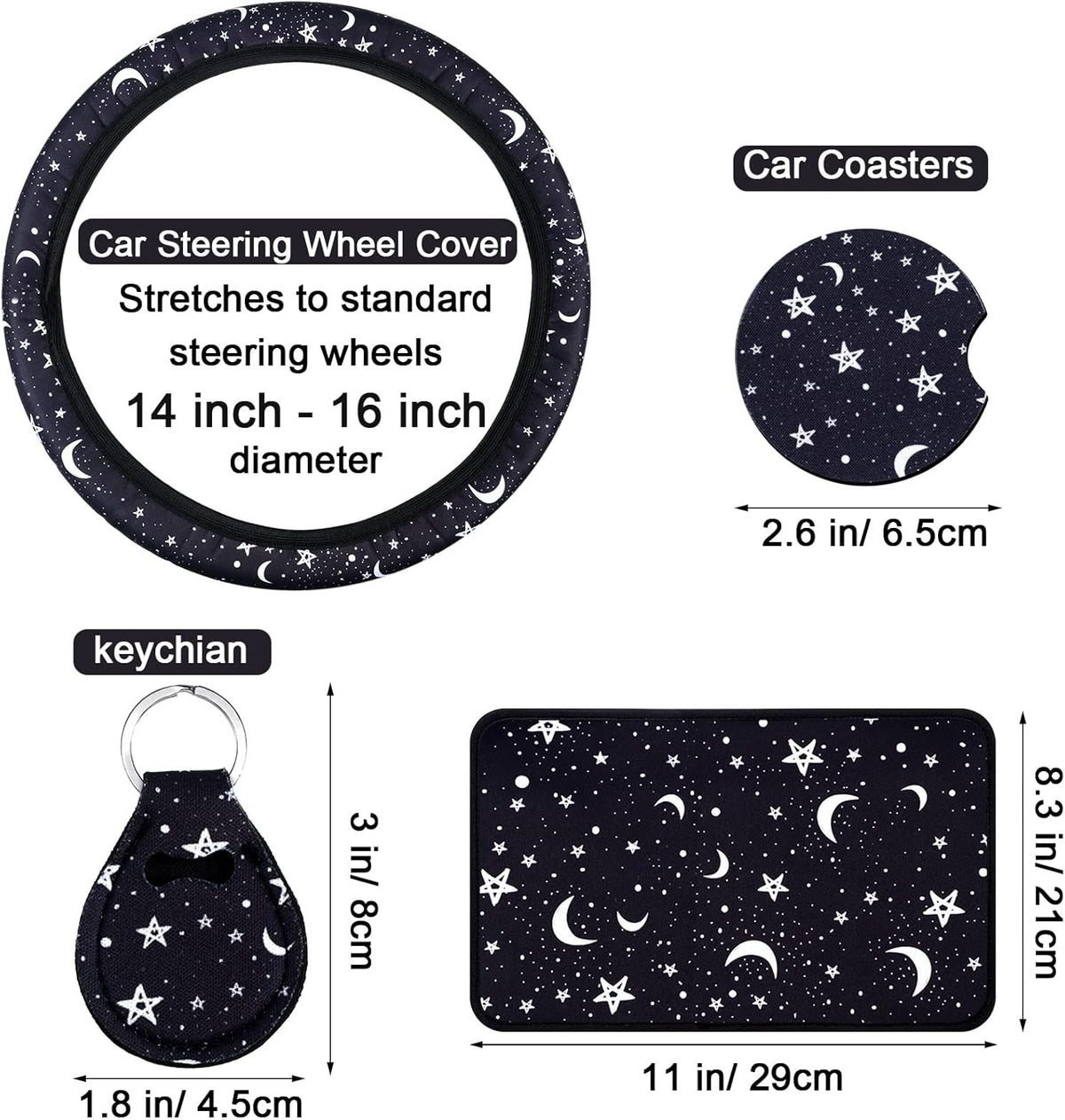 15 Pieces Moon and Stars Car Seat Cover Full Set I16517