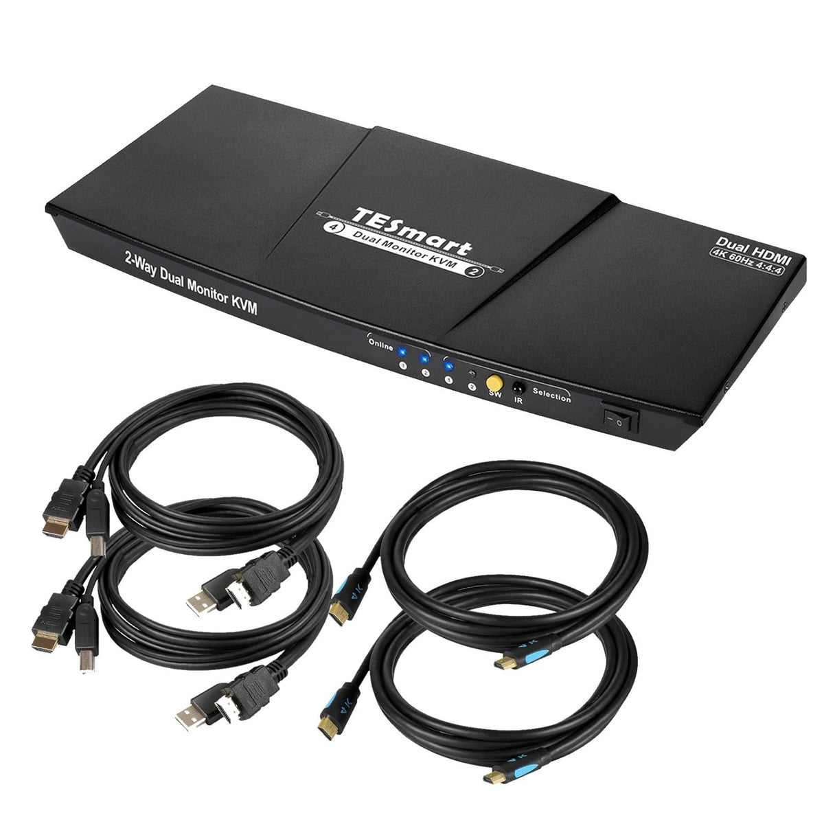 2 Port Dual Monitor 4K HDMI KVM Switch with USB Hub L580