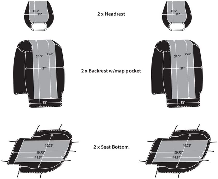 Neoprene Car Front Seat Covers Gray & Black A34571