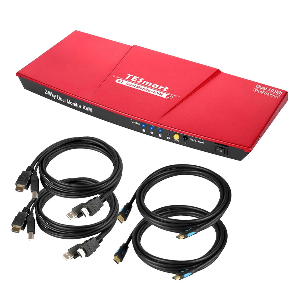 2 Port Dual Monitor 4K HDMI KVM Switch with USB Hub L580