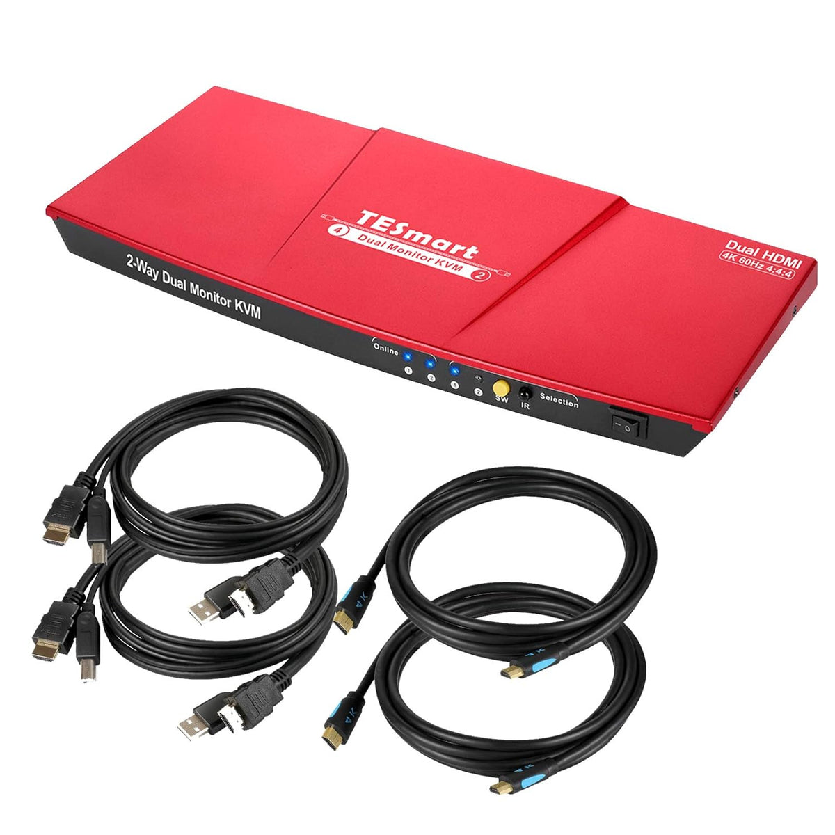 2 Port Dual Monitor 4K HDMI KVM Switch with USB Hub L580