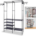 66'' Coated Metal 4 Tiers Garment Rack with 4 Hooks & 2 Hanging Rods M777