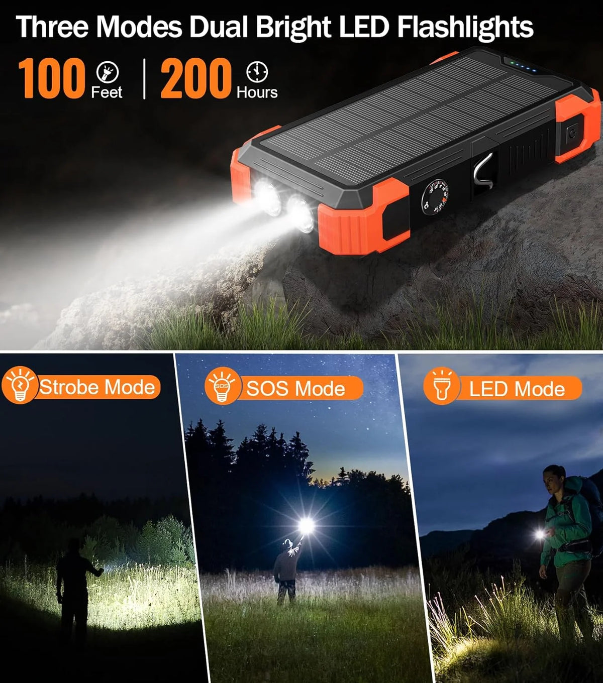 42800mAh Solar Charger Power Bank Portable Battery Pack J93463