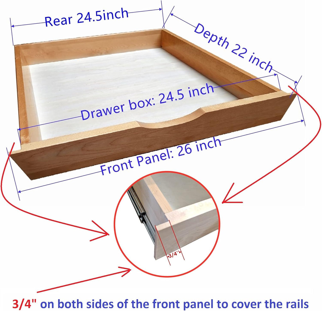 Soft Close Wooden Under Cabinet Pull Out Drawer Organizer (26 Inch) Z727687