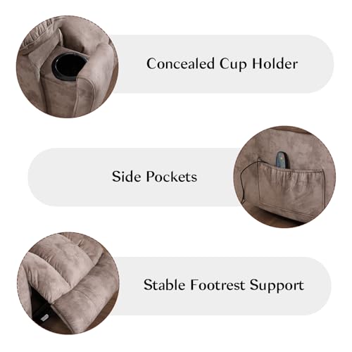 Apricot Manual Recliner Sofa with Cup Holders T896