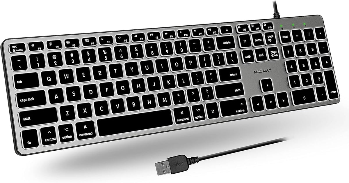 Space Gray Backlit Wired Mac Keyboard with 107 Keys A27085