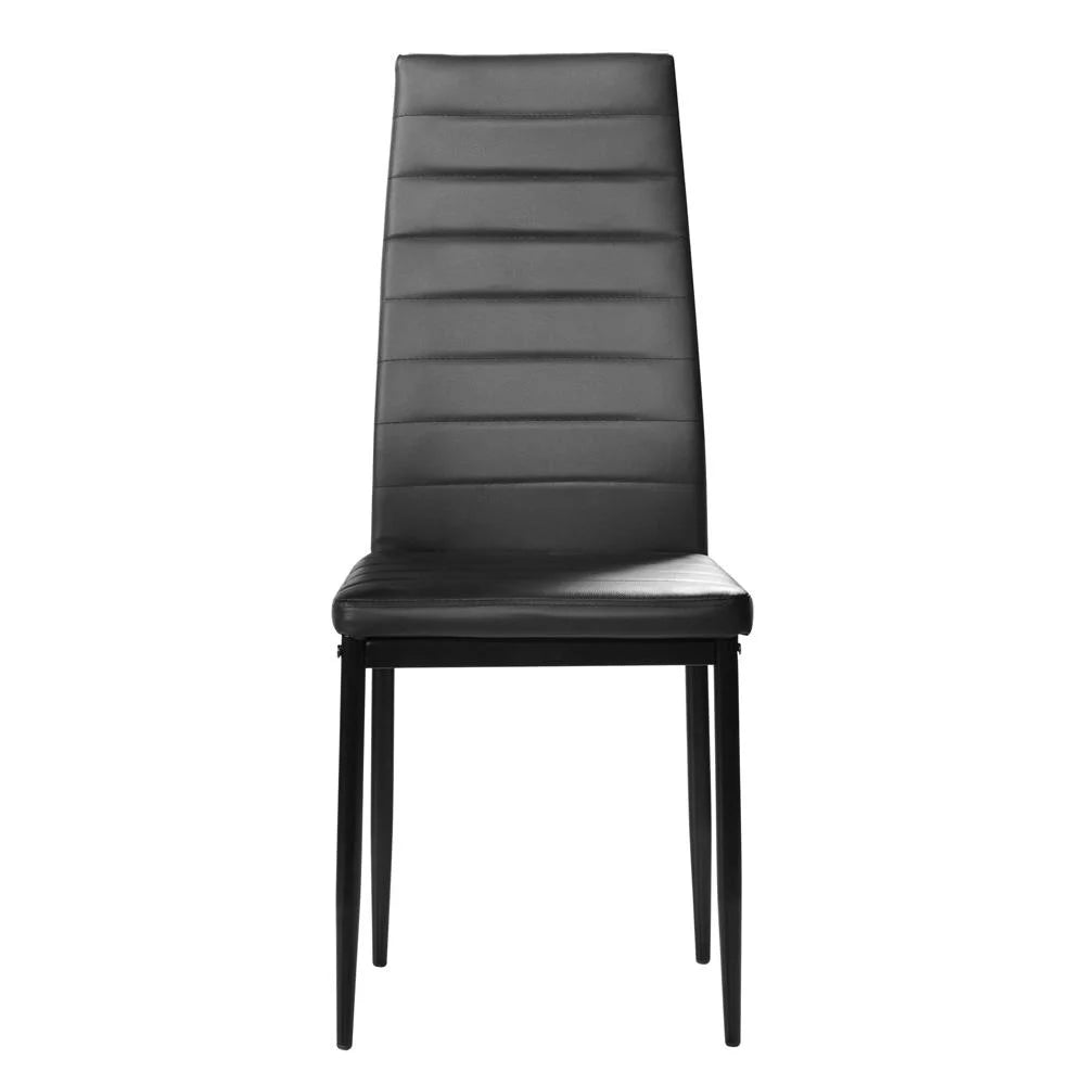 6 Pc High Back PU Leather Dining Chairs Black E2037