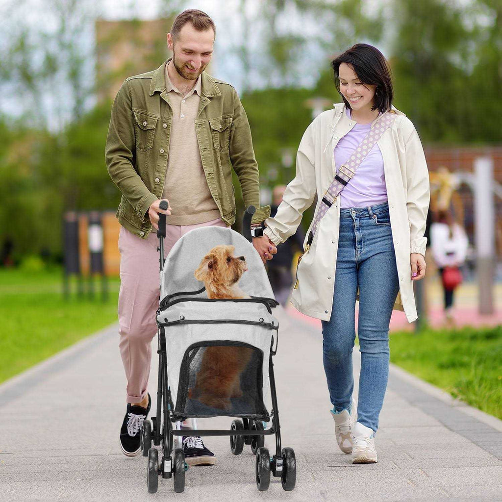 4 Wheels Foldable Pet Dog Stroller with Cup Holder U162237