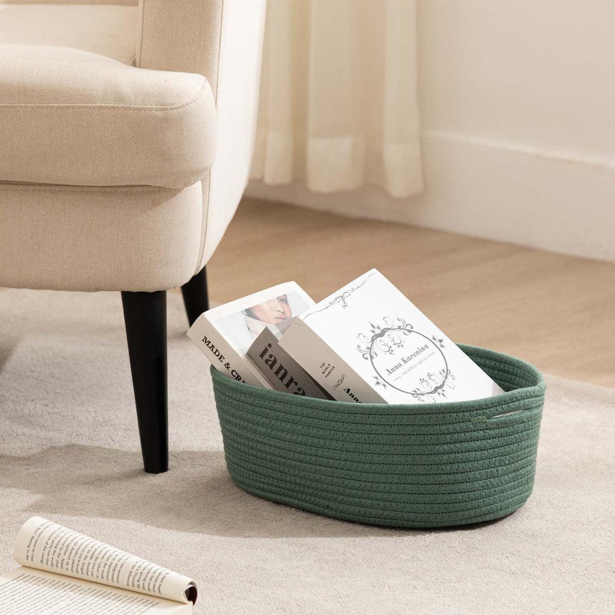 Cotton Rope Storage Baskets with Handles Set of 3 U608372
