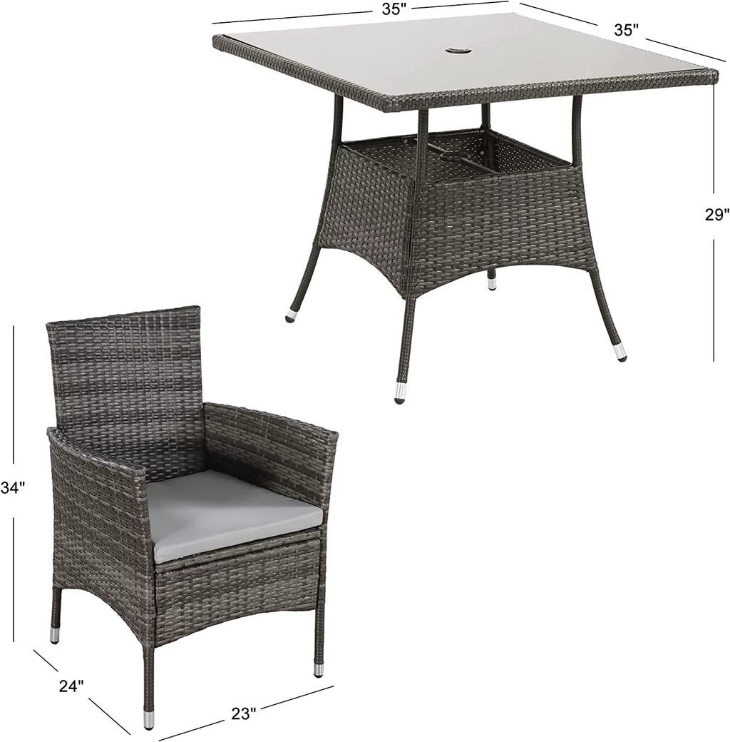 5-Piece Wicker Patio Dining Table Chair Set S635529