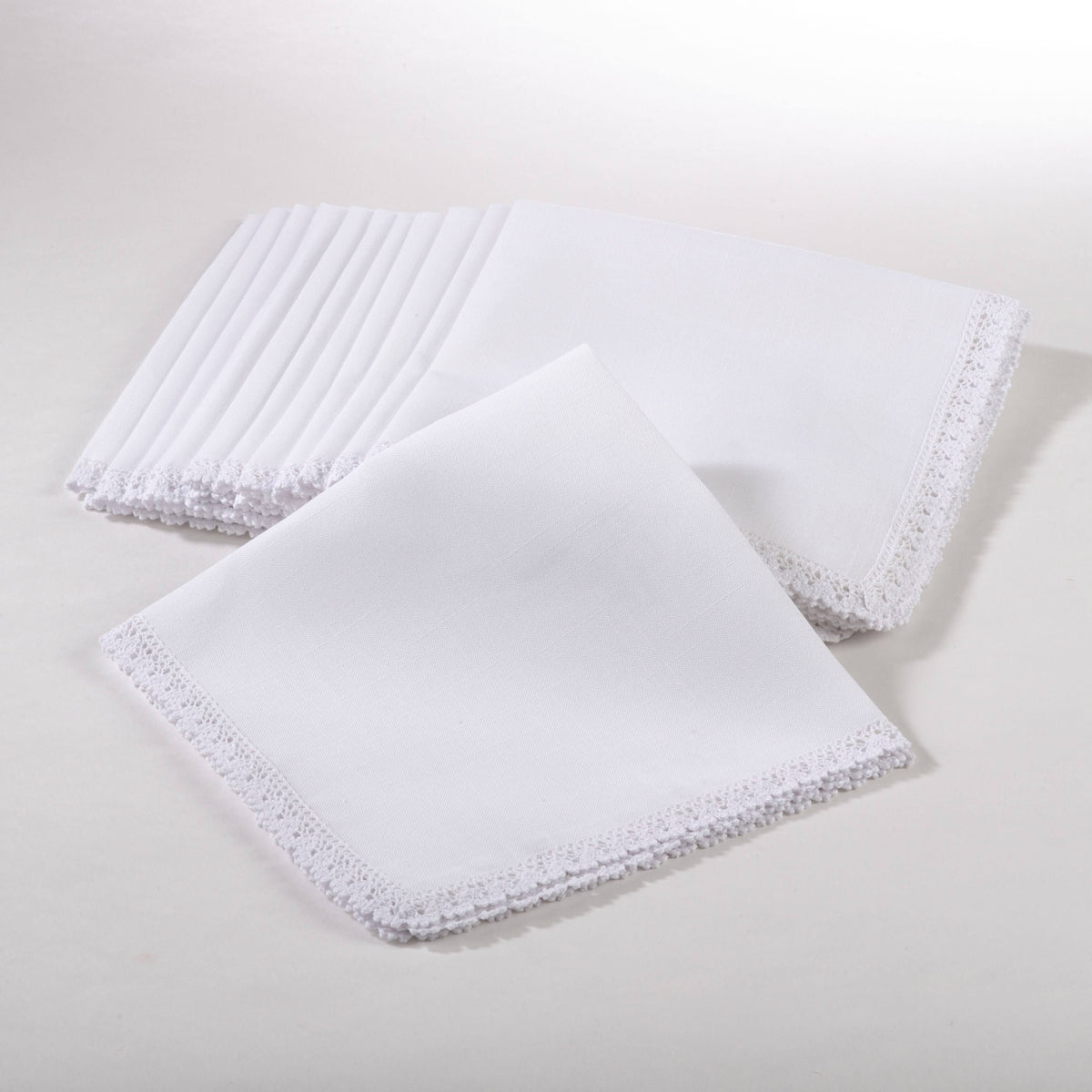 Natural Lace Trimmed Dinner Napkin Set of 12 M203