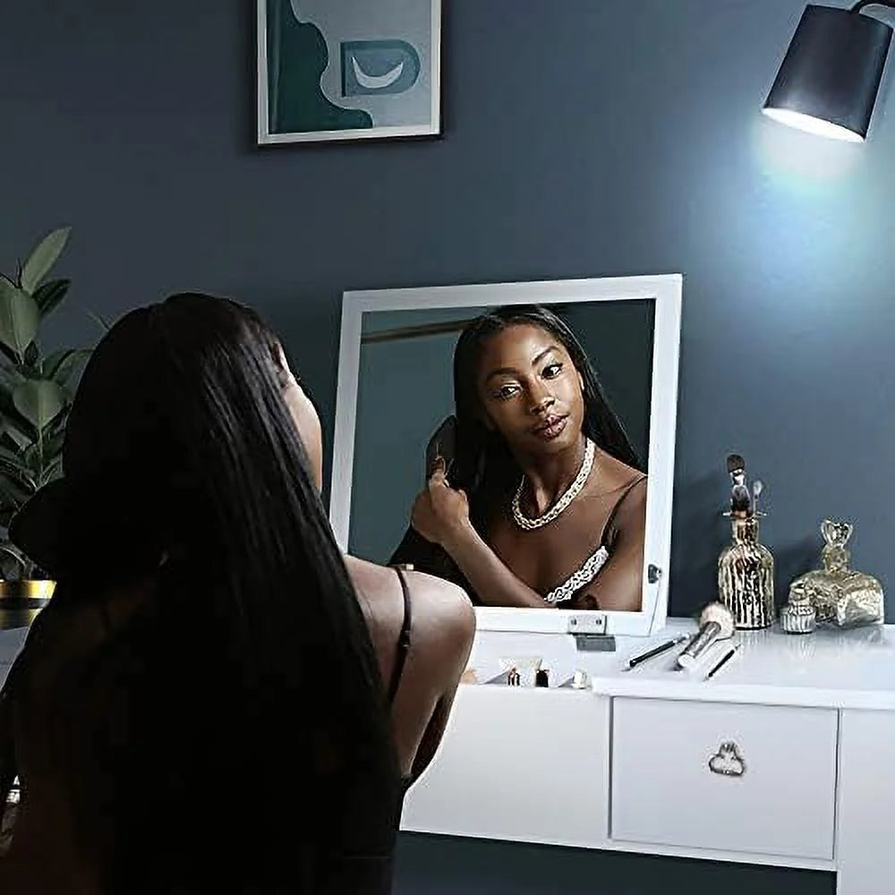 Black Wooden Makeup Vanity Desk with Flip Top Mirror and 2 Drawers S1108